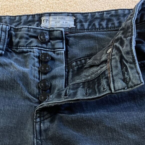 Free People Navy Blue Button Up Short Size 26 - Picture 3 of 8